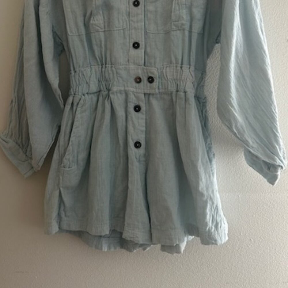 Jen's Pirate Booty x Free People Light Sky Blue Satisfaction Romper NWT - Picture 10 of 16